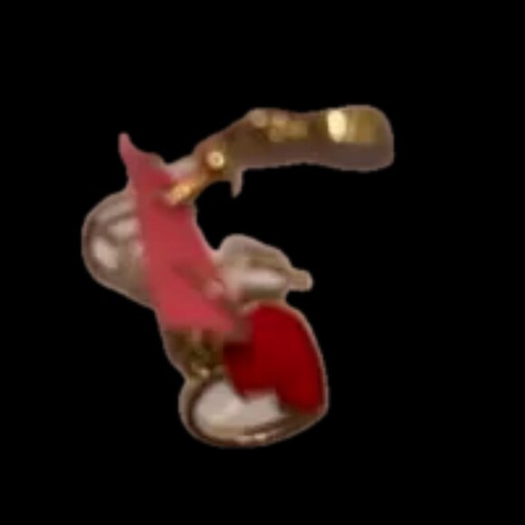 Gold and Red Heart Charm Earrings broken half heart earrings nwt Neimans - Picture 2 of 5